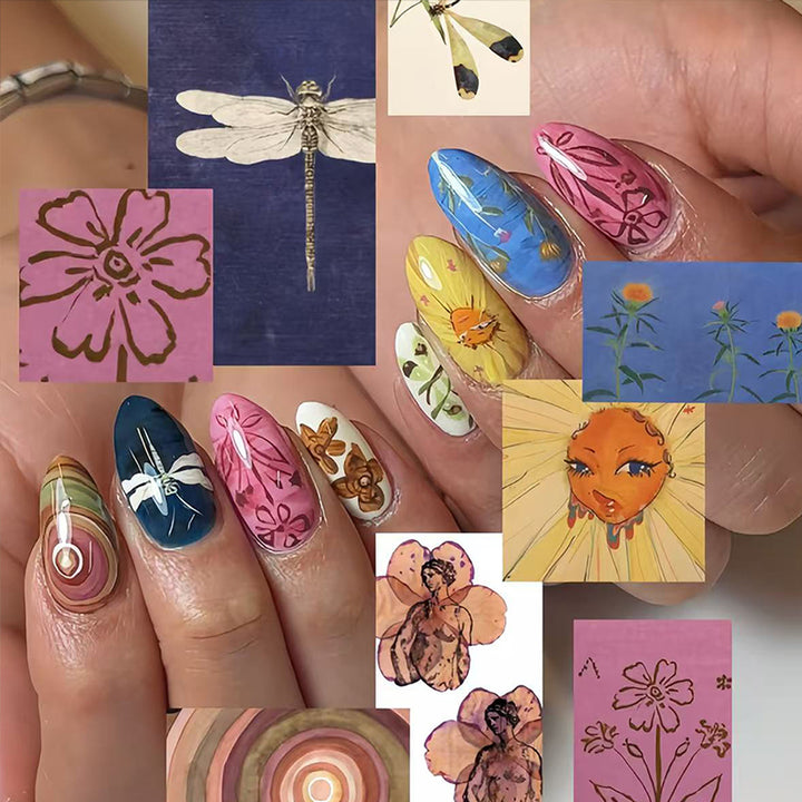 Kreative Kunstnägel mit Botanischen Motiven Karnz