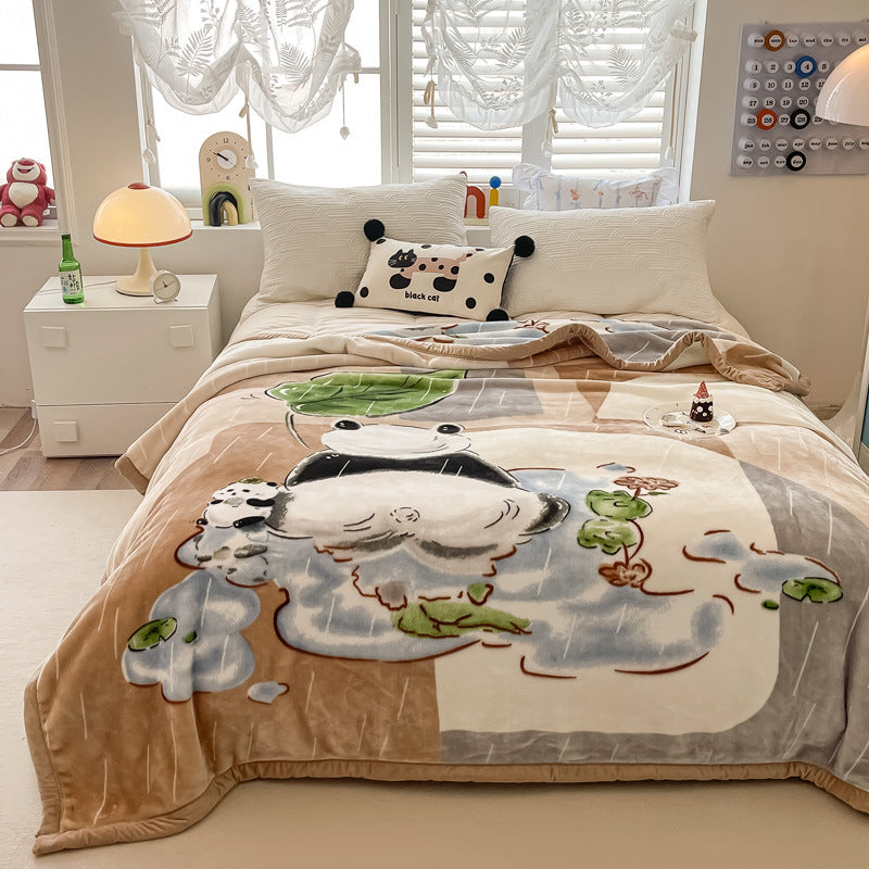 Blumengemusterte Fleece-Wurfdecke Karnz