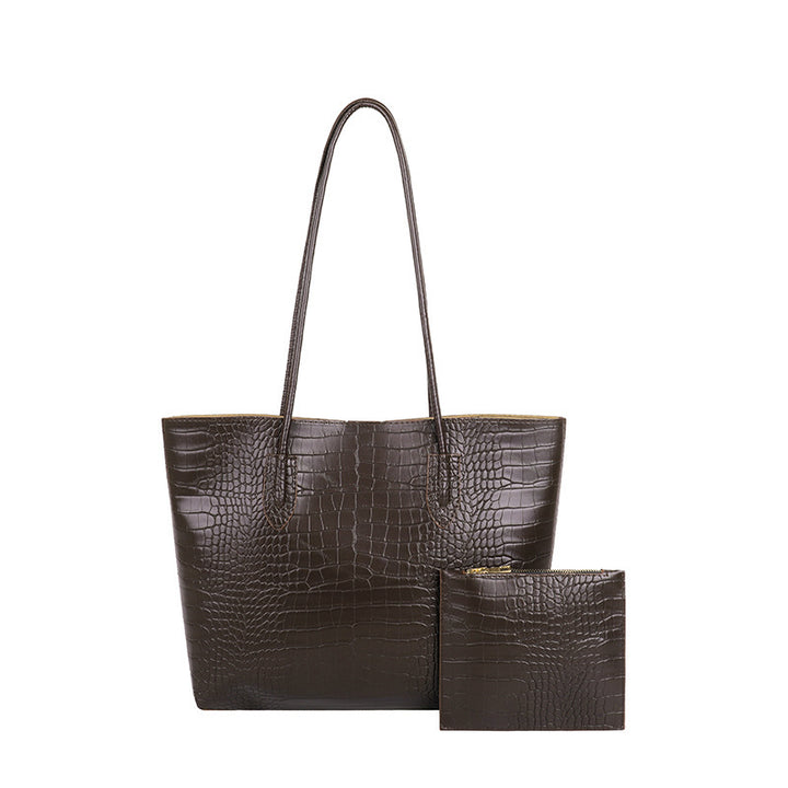 Krokodillembossierte Tote-Bag mit abnehmbarem Clutch Karnz