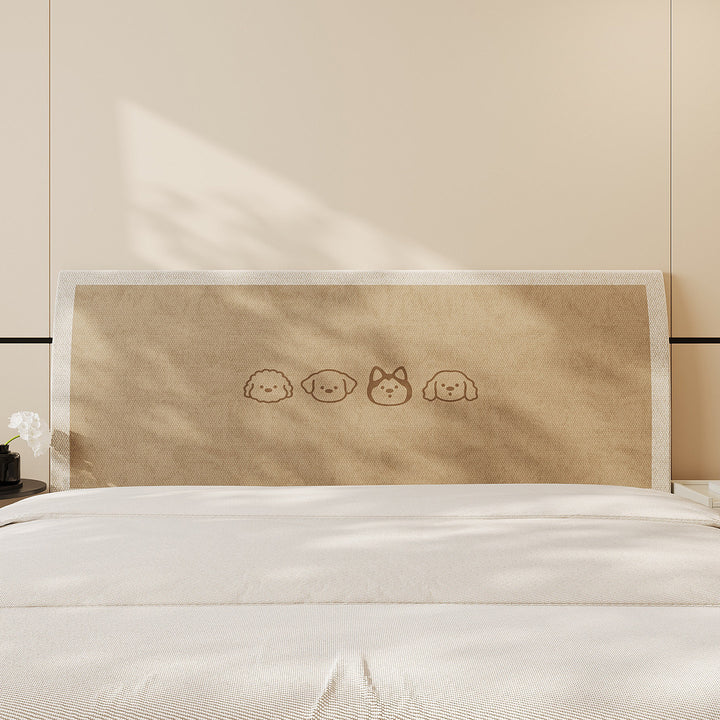 Decorative Padded Headboard Panel Cover with Playful Cartoon Cat Print