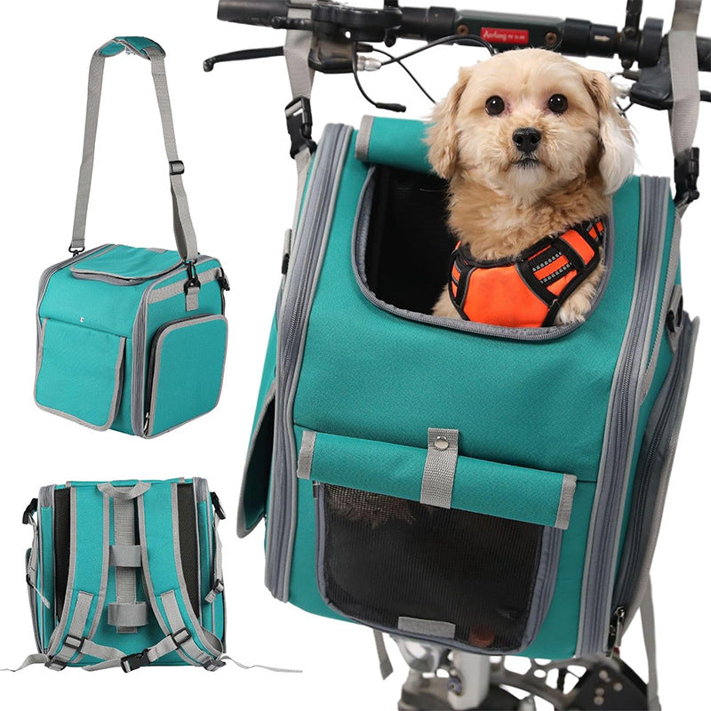 Front-Mount Umbaubare Fahrrad Haustierträger Rucksack mit erweiterbarem Netzder Schutzdach und gepolstertem orthopädischem Boden Karnz