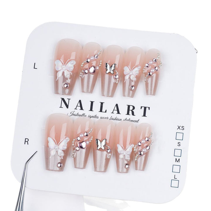 Butterfly verziertes Press-On-Nagelset Karnz