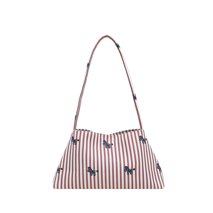 WoChic Bestickte Gestreifte Schultertasche Karnz