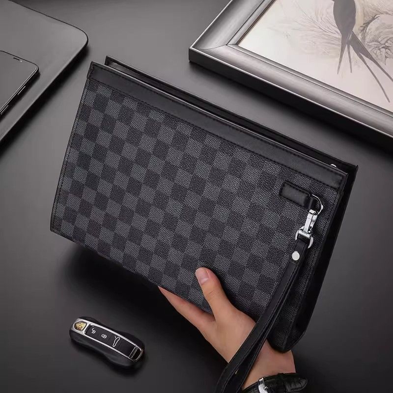 Leder Kariertes Dokumenten-Clutch Karnz