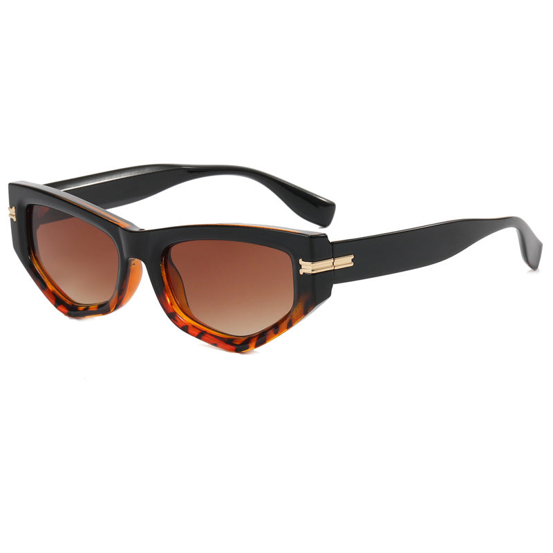 Damen trendige Cat-Eye-Sonnenbrille mit lackiertem Rahmen und akzentuierten Metall-Details Karnz