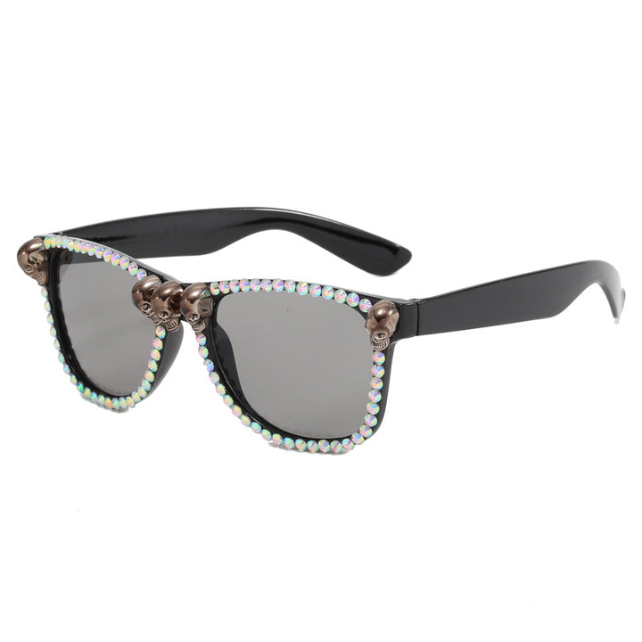 Damen extravagante Sonnenbrille mit Kristallverzierungen Karnz