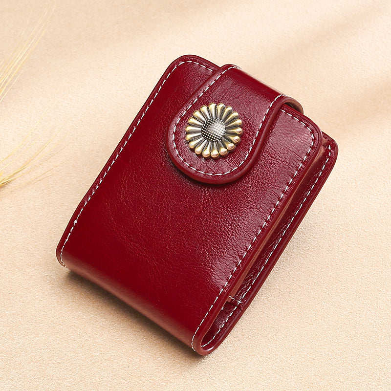 Vintage Leder Knopf Münztäschchen Karnz