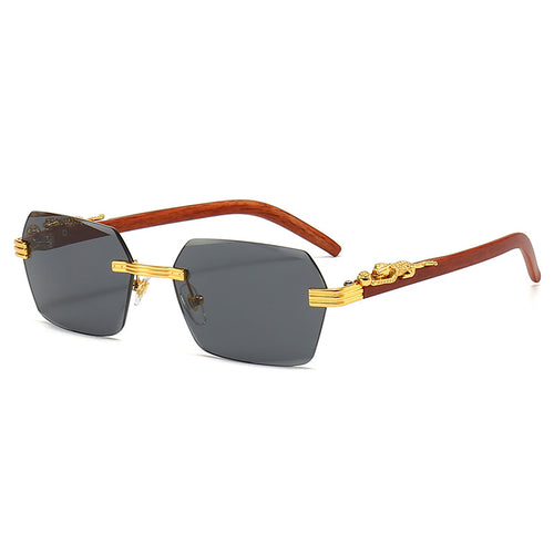 Damen Designer-Sonnenbrille mit kunstvollem Holzrahmen und eleganten Glaselementen Karnz
