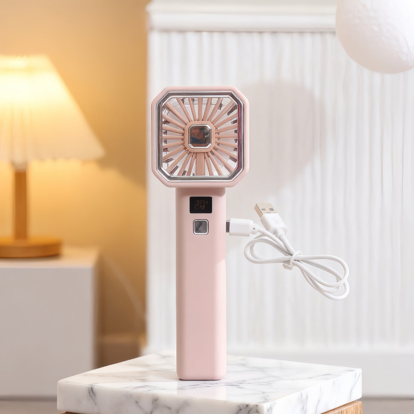 Damen Tragbarer Handventilator mit LCD-Anzeige und USB-Ladefunktion Karnz