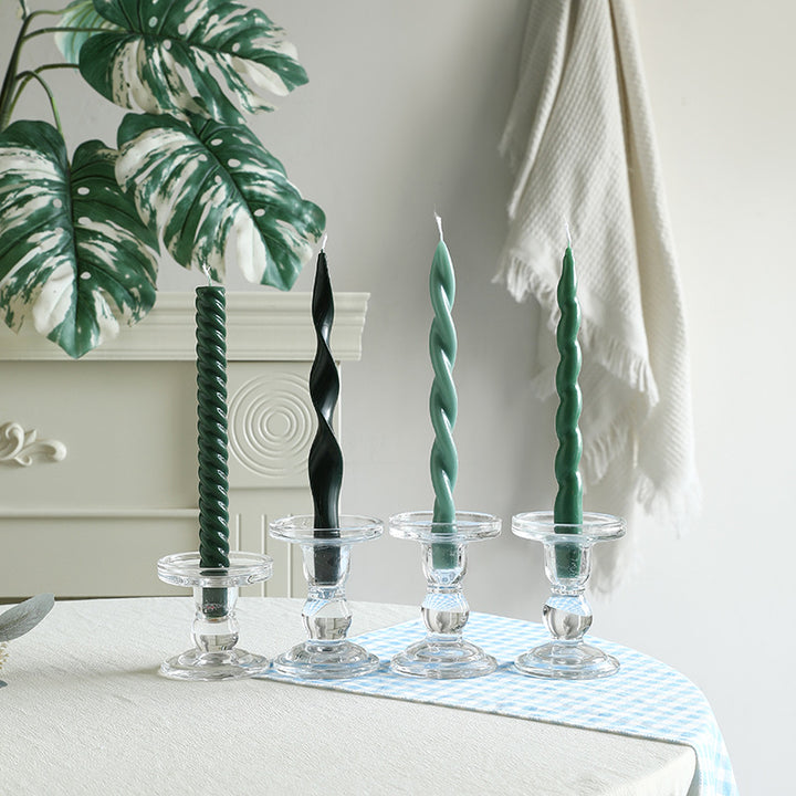 Skulpturales Ribbon-Twist Taper Kerzen Set