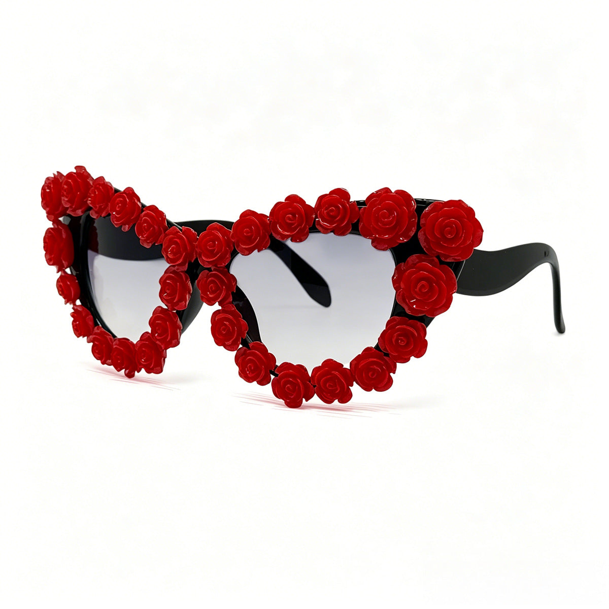 Damen Herzförmige Sonnenbrille mit floraler Applikation Karnz