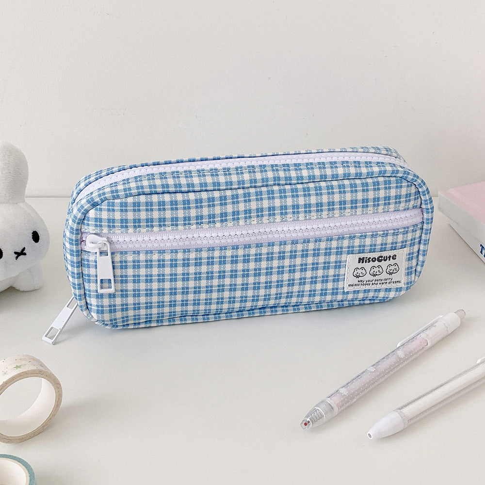Stylische Gingham Karierten Stiftetui Karnz