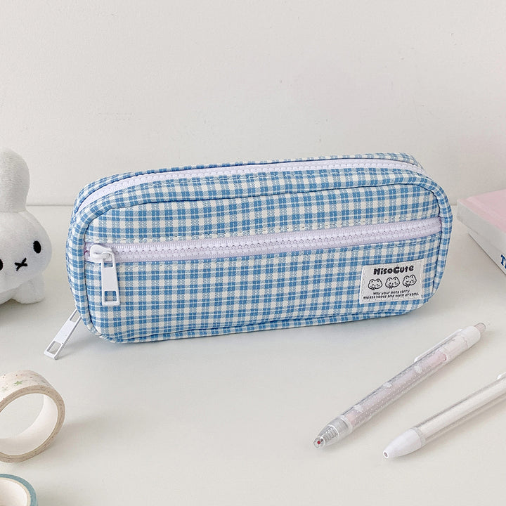 Stylische Gingham Karierten Stiftetui Karnz