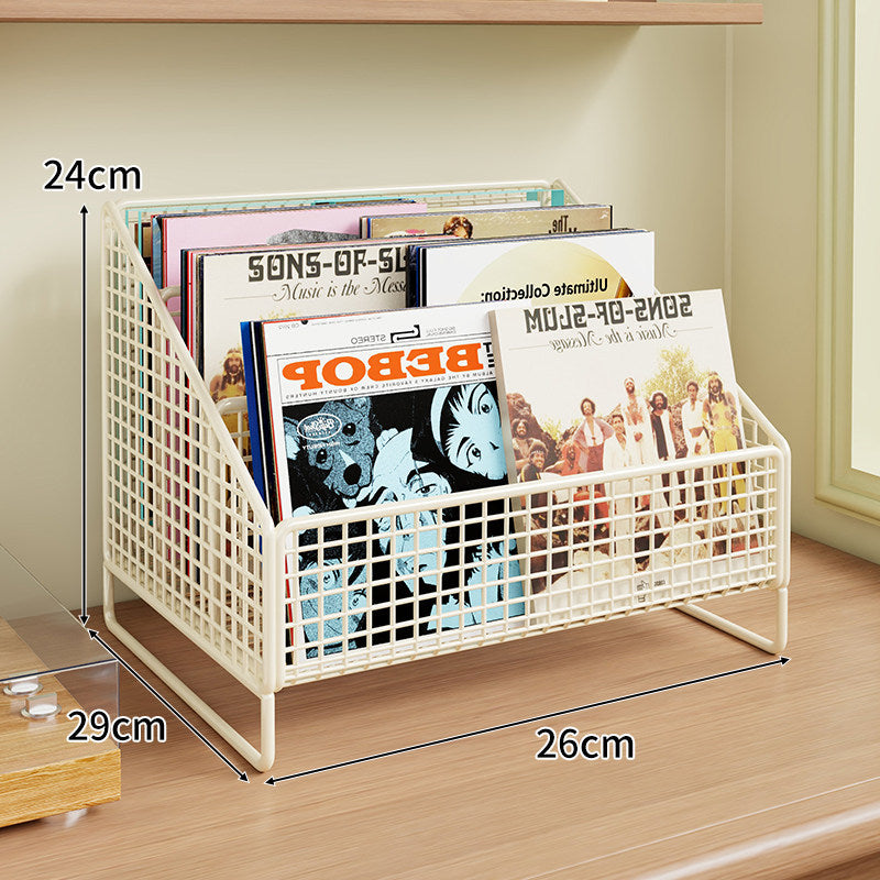 Winkeleckiger Drei-Tier Metall-Mesh Vinyl-Schallplatten- und Magazin-Organizer-Regal