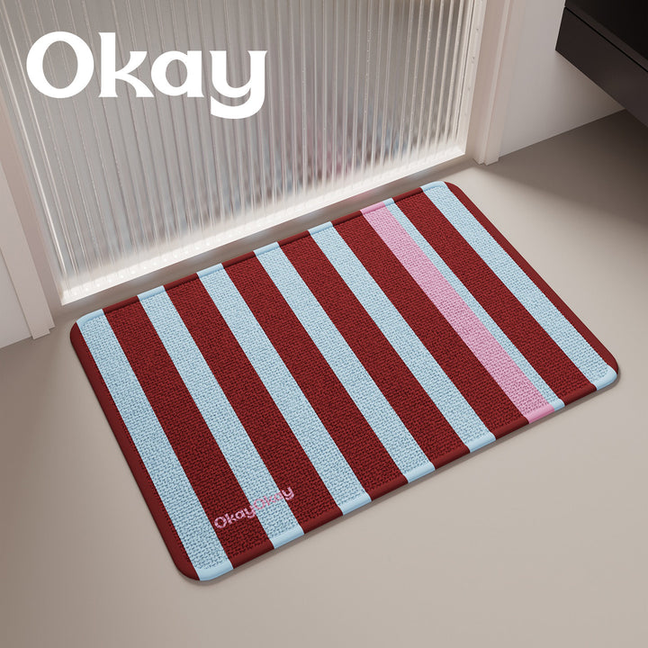 Striped Reversible Microfiber Memory-Foam Entrance and Bath Mat