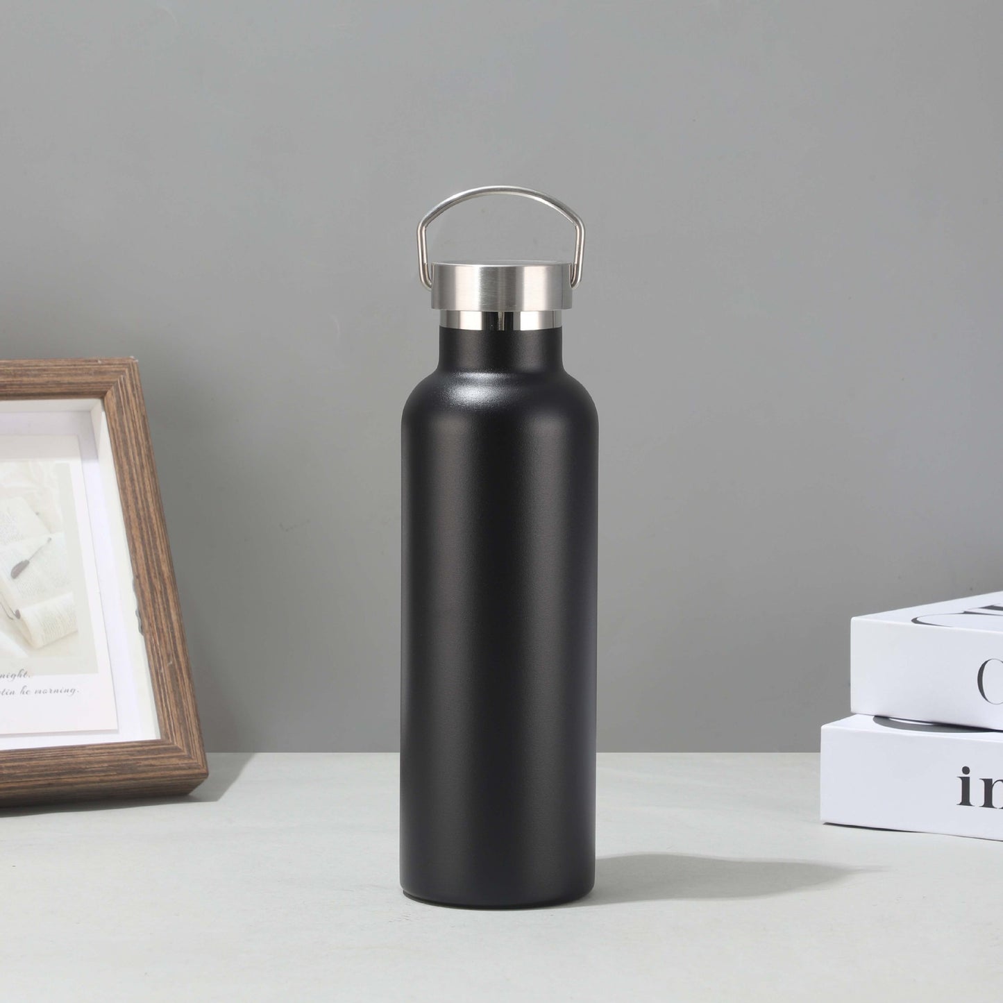 Damen edelstahl Isolier Trinkflasche mit nachhaltigem Bambusdeckel Karnz