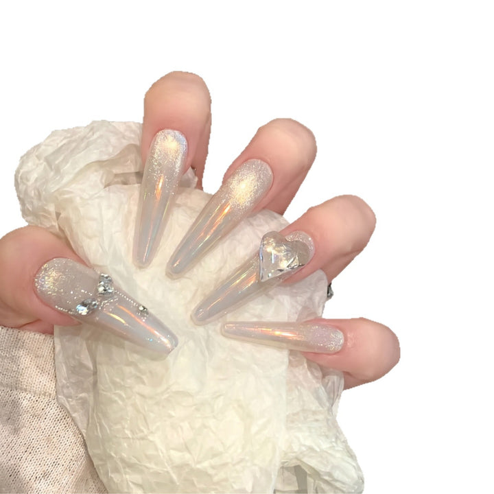 Stiletto Press-On Nagelerweiterungen mit Kristallakzenten Karnz