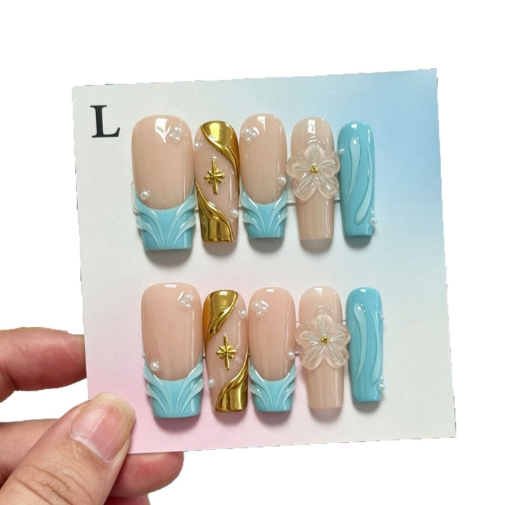 Künstlerisches Floral Press-On Nagelset 1791774397