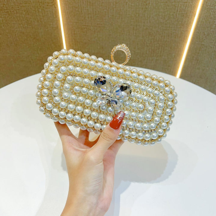 Perlenbesetzte Schmetterlings-Abend-Clutch