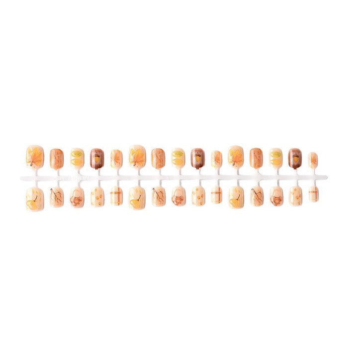 Herbst-inspirierte Press-On Nagelkunst Set Karnz