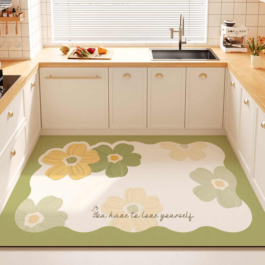 Dekorativer Floral-Zitat-Küchenmatte für Zuhause