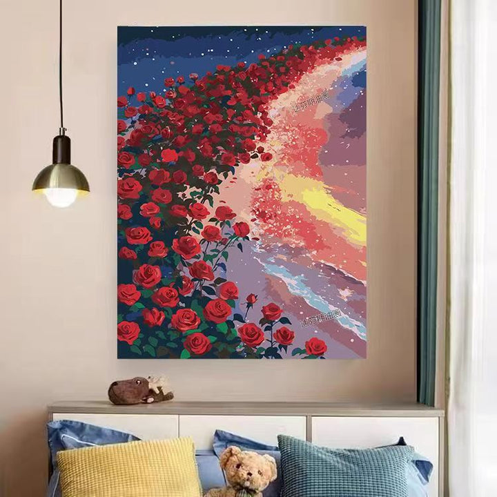 Herz- und Blumenwirbel Leinwandkunstwerk Karnz