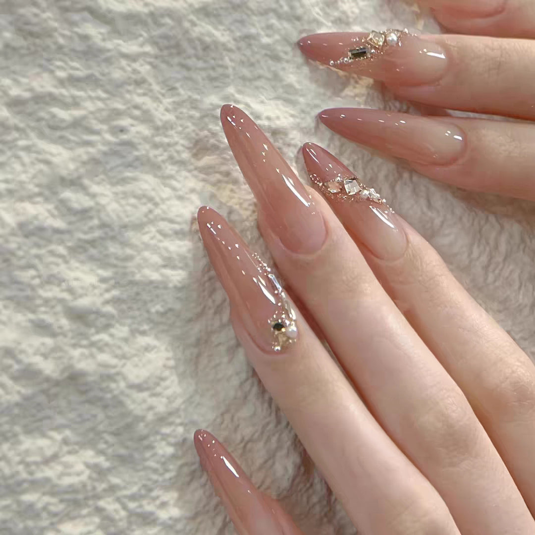 Dekorative Florale Stiletto Press-On Nägel Karnz