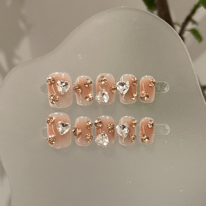 Kristall-Beschichtetes Press-On Nagelset