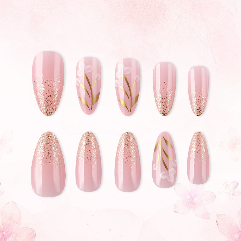 Künstlerisches Florales Press-On Nagelset Karnz