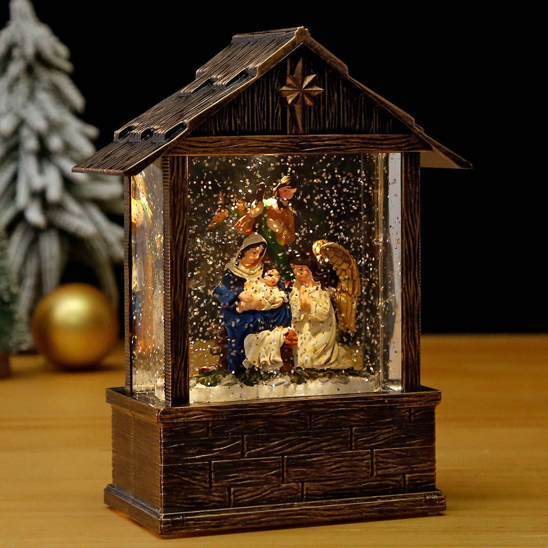 Nostalgische Schneekugel-Dekoration mit Weihnachtsmann und Kindern Karnz
