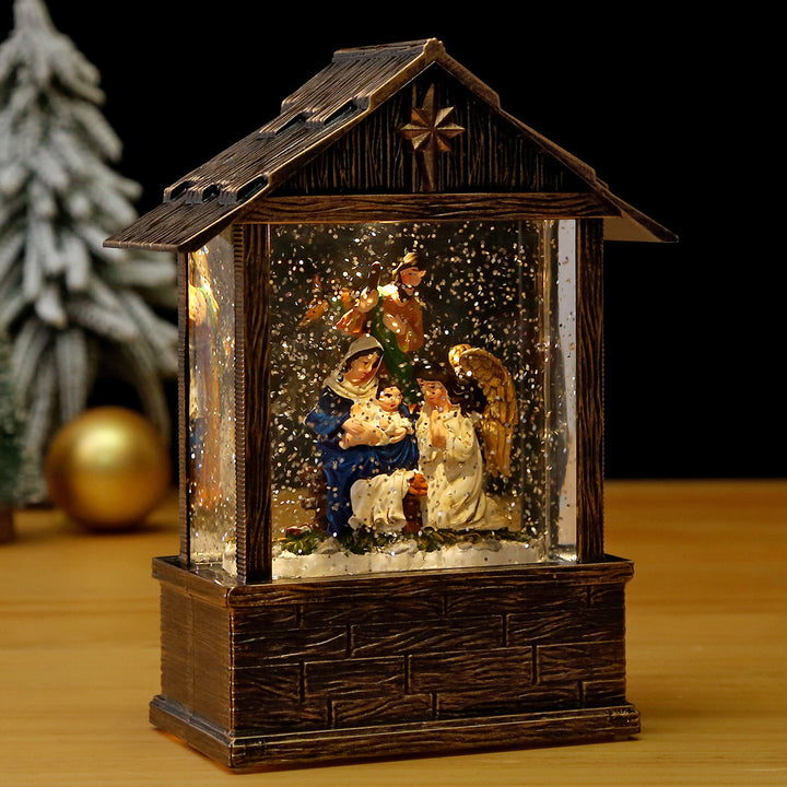 Nostalgische Schneekugel-Dekoration mit Weihnachtsmann und Kindern Karnz
