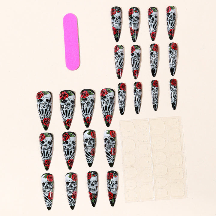 Gothic Skull und Rose Nail Art Set Karnz