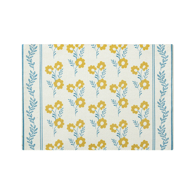 Floraler gewebter Badteppich mit Jacquard-Struktur, saugfähiger Baumwolloberfläche und rutschfester Unterseite Karnz
