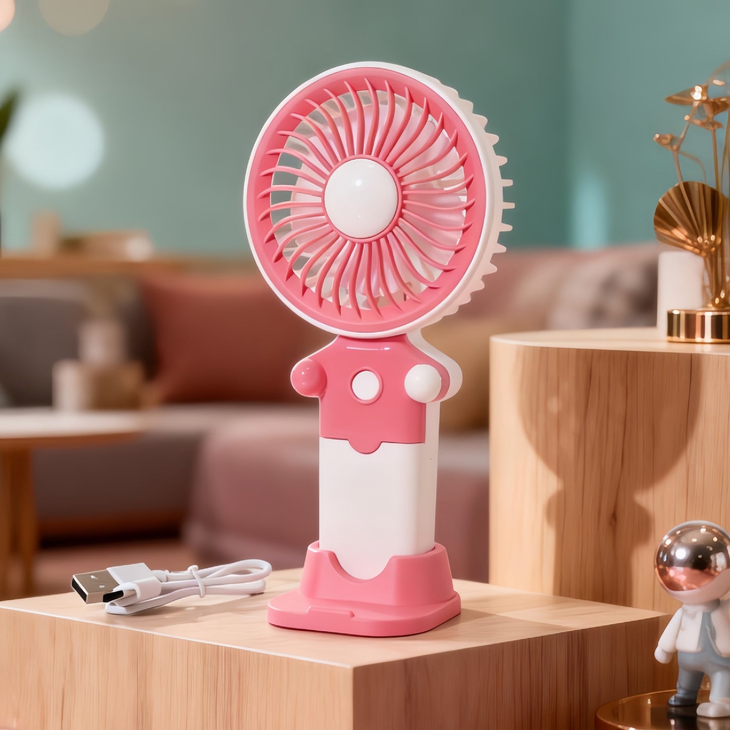 Damen Tragbarer Handventilator mit USB-Ladefunktion und flexibler Neigungsverstellung Karnz
