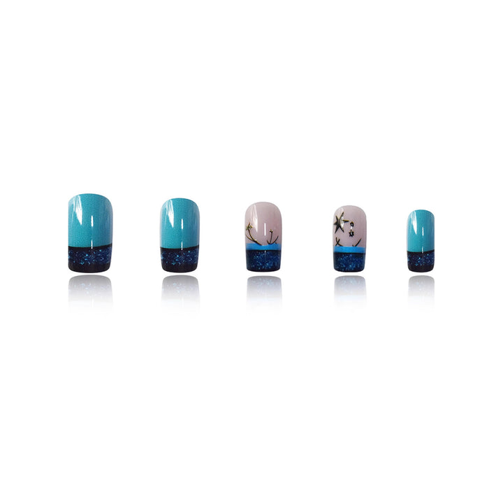 Dekoratives Glitzerstern-akzentuiertes Press-On-Nagelset Karnz