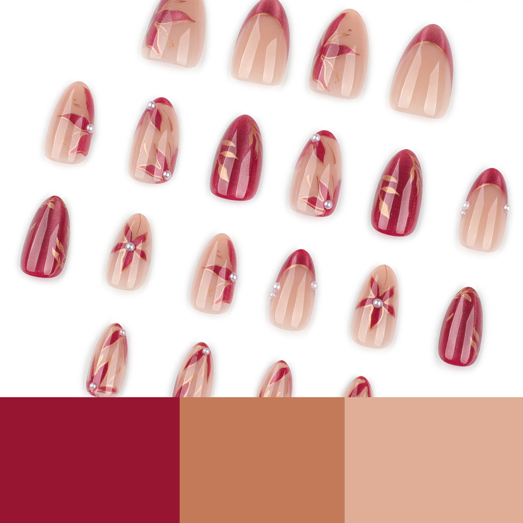 Kunstvolle Nagelverlängerungen mit retro-inspiriertem floralem Design Karnz