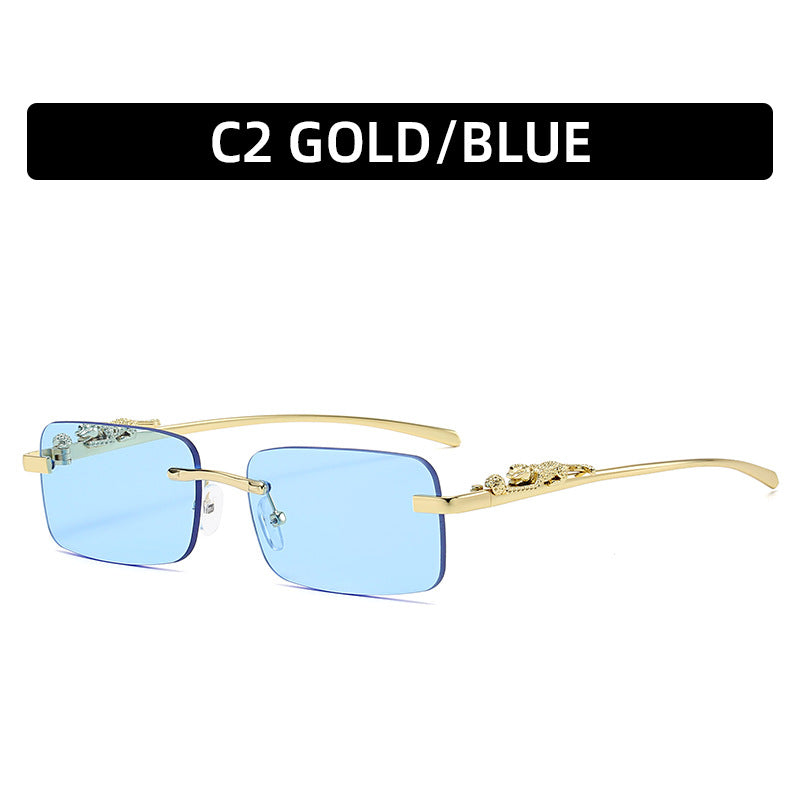 Modische Metallische Rechteckige Sonnenbrille