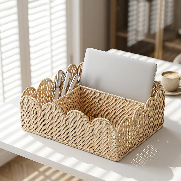 Stilvoller Organizer-Korb mit Wellenrand Karnz