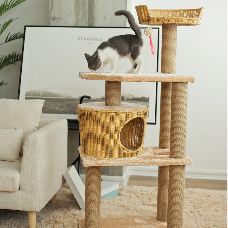 Katzenmöbel-Stamm mit natürlichen Rattan-Elementen Karnz