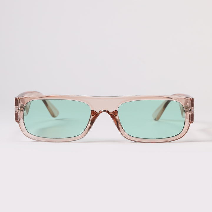 Damen stilvolle Vintage-Sonnenbrille mit transparentem Rahmen und leicht getönten Gläsern Karnz