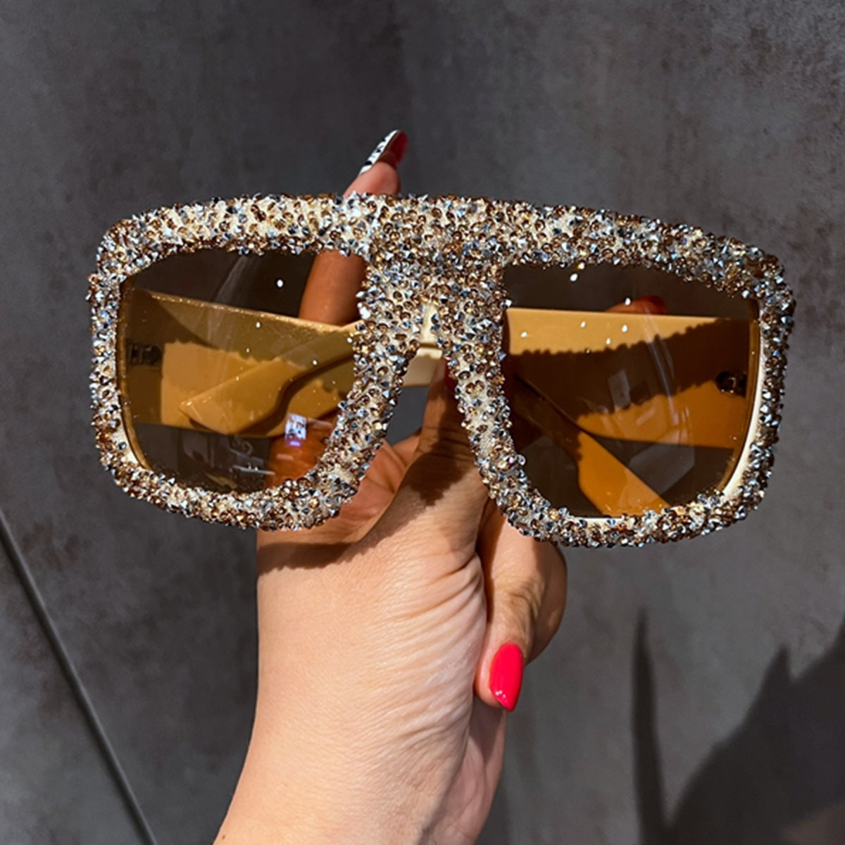 Damen extravagante Kristall-Sonnenbrille Karnz