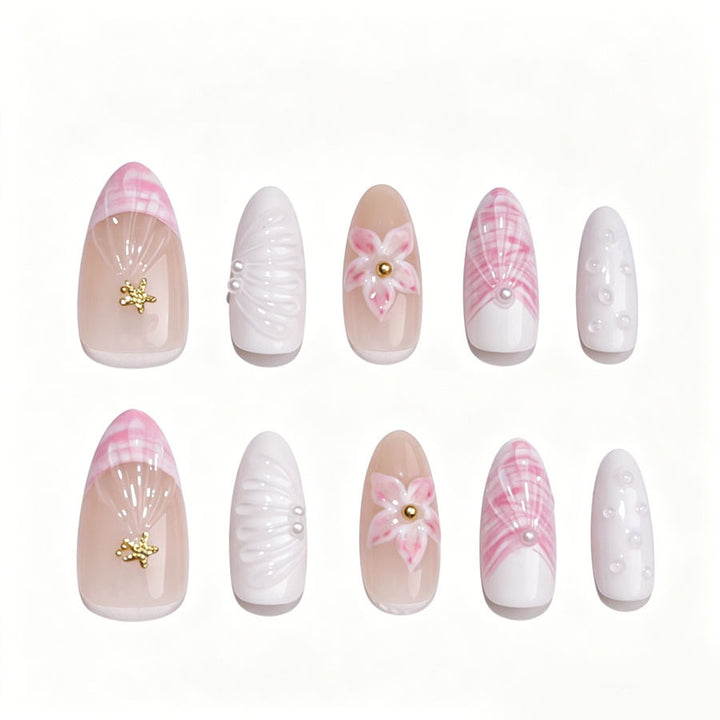 Künstlerisches florales Design Press-On Nägel Karnz