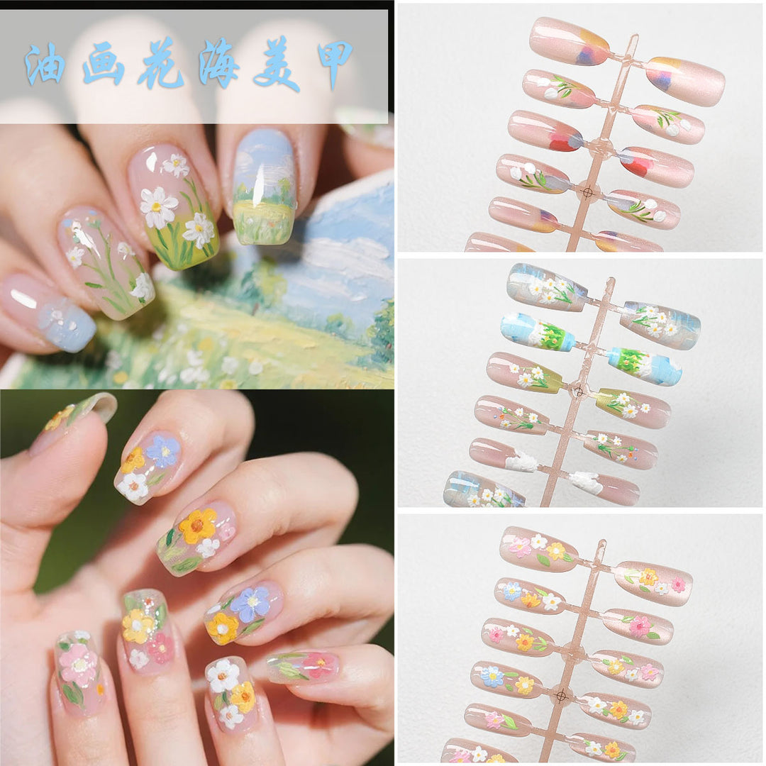 Künstlerisches Blumen Press-On Nagelset