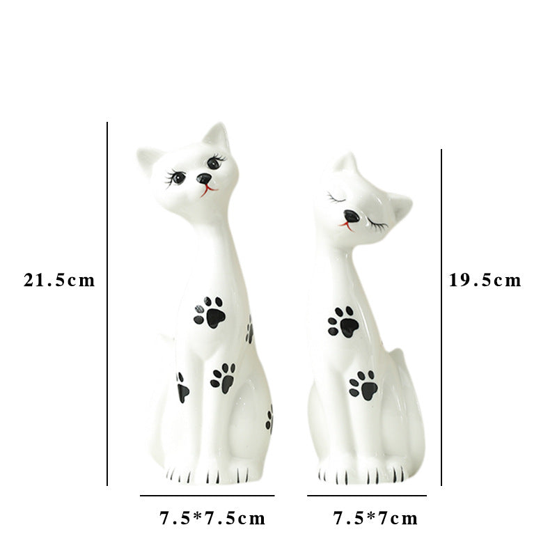 Verspieltes Keramikkatzenfiguren-Set Karnz