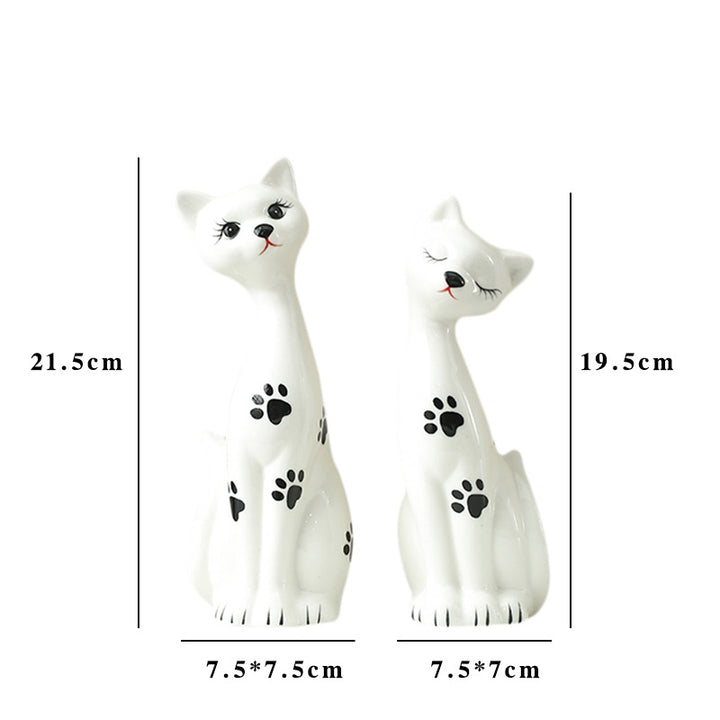 Verspieltes Keramikkatzenfiguren-Set Karnz