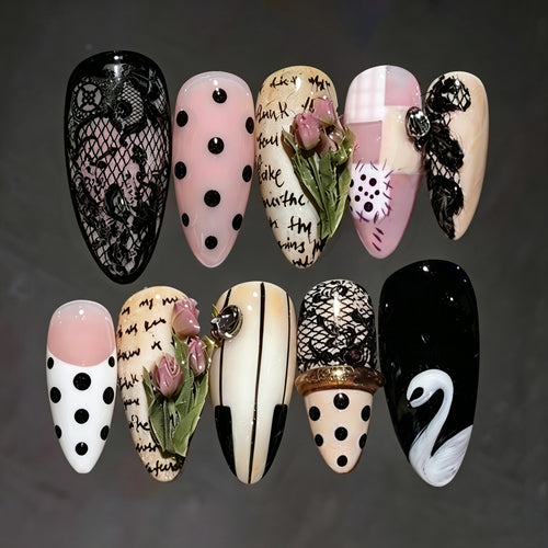 Künstlerisches Press-On Nagelset mit elegantem Design
