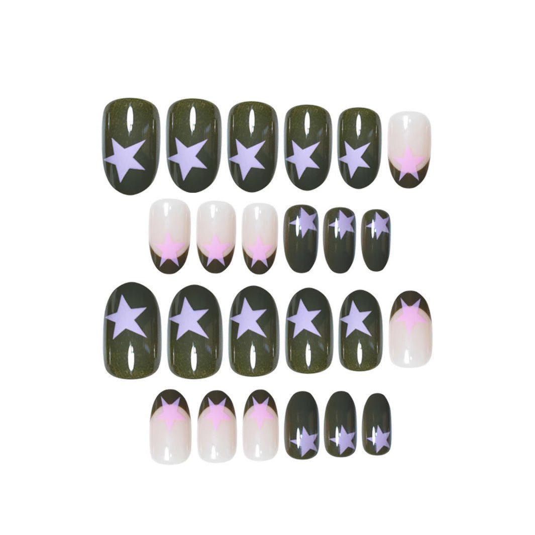 Stern-akzentuiertes kreatives Press-On-Nagelset Karnz