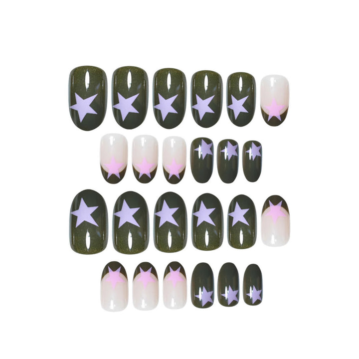 Stern-akzentuiertes kreatives Press-On-Nagelset Karnz