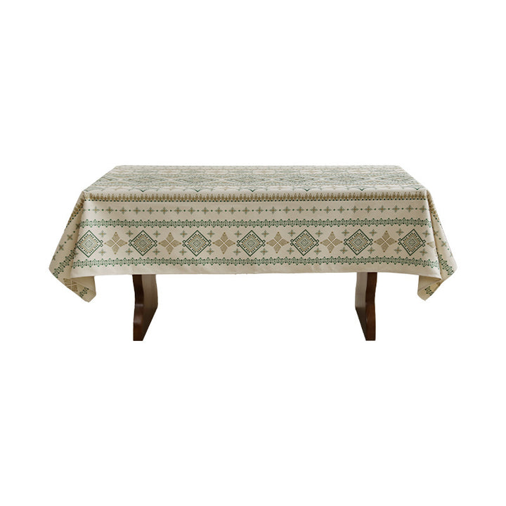 Rechteckige Tischdecke im Boho-Ornament mit Leinenoptik Karnz