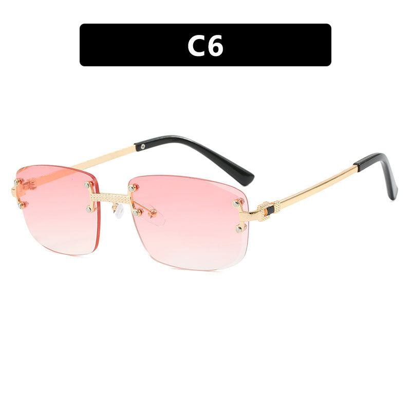 Damen elegante quadratische Sonnenbrille mit transparenten Gläsern und hochwertigem Metallrahmen Karnz
